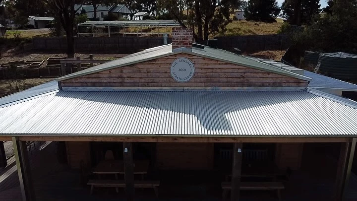 Close up of new metal roofing